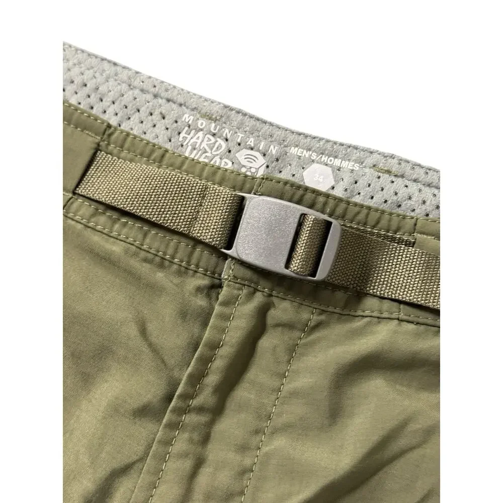 Mountain Hardwear Men's 34 Olive Green Nylong Integrated Belt Short Gorpcore